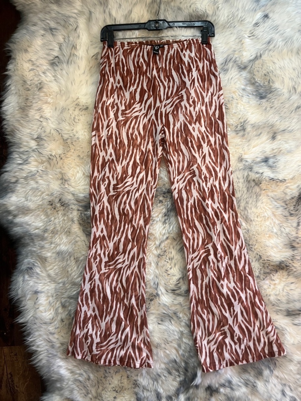 Windsor Brown and Cream Zebra-Print Flared Pants
